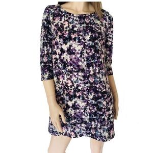 H&M Women's Knee Length 3/4 Sleeve Purple Floral Dresses